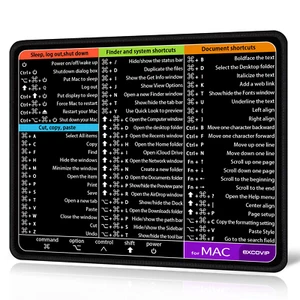 Mac OS Shortcuts Mouse Pad | Non-Slip Rubber Base Stitched Edge Home Office Mat - Picture 1 of 8