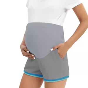 Women's Elastic Maternity Shorts Pregnant Belly Support Pants With Pocket Casual - Picture 1 of 15