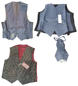 Men’s Formal Vests Made in Italy Hi-Quality Ceremony Wear with Matching Plastron - Picture 1 of 46