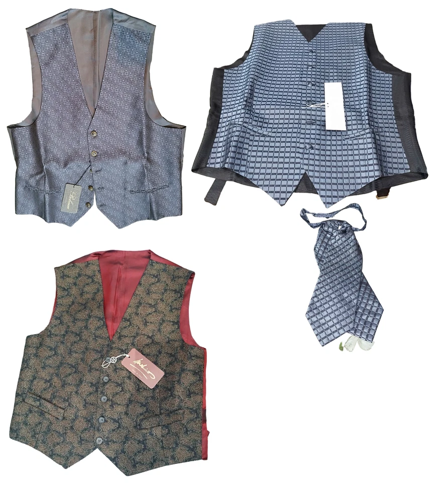Men’s Formal Vests Made in Italy Hi-Quality Ceremony Wear with Matching Plastron - Image 1 of 4