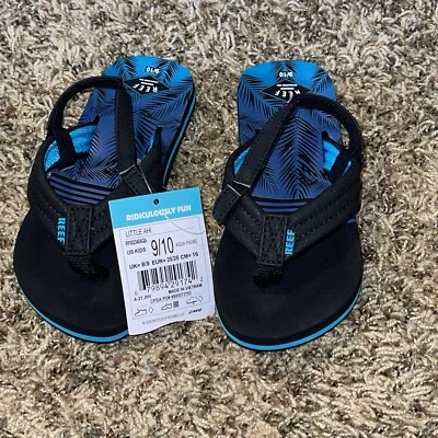 Sandalias REEF Little Ahi Juveniles Correa Trasera Talla 9/10 Aqua Palms Pisada Azul Nuevas Foto 1 de 4