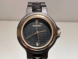 VINTAGE RARE TWO TONE GUN AND GOLDEN LADIES QUARTZ ADVERTISING WATCH "PLAYBOY" - Picture 1 of 14