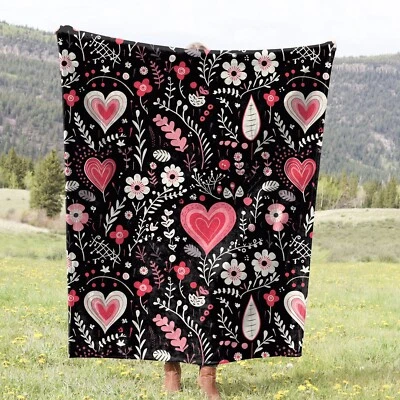 Boho Corazones y Manta Floral, Cómoda Manta Flor y Corazón - Dos Estilos Foto 1 de 4