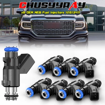 8 NEW Fuel Injectors for 2010-2019 Chevrolet Silverado 2500 HD 6.0L V8 US - Image 1 of 4