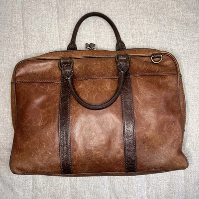 Fossil Vintage Genuine Brown Leather Laptop Documents Briefcase Distressed - Image 1 of 4