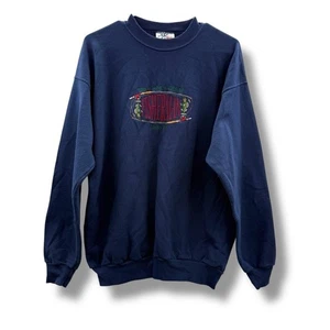 Vintage Fisherman Graphic Crewneck Sweatshirt Navy Blue Men's Size Large - Picture 1 of 9