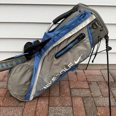 Nike Golf 5 Way Divider Carry Stand Bag Gray Blue White Black With Raincover - Image 1 of 4