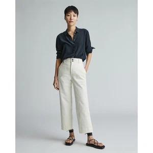 NWT Everlane The Organic Cotton Straight Leg Crop Pant In Bone Size 16 - Bild 1 von 9