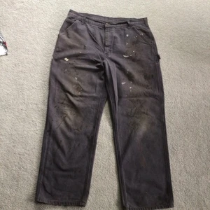 VINTAGE Carhartt Pantalone Tela Uomo 40x32 Grigio Falegname Invecchiato USA - Foto 1 di 5
