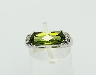 ♦♦ Ring in 18 kt 18k 750 er Weiß Gold mit Peridot Topas Weiß Gr. 57 Goldring - Bild 1 von 4