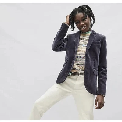 Jaqueta casaco blazer J Crew Crewcuts Ludlow em veludo azul marinho masculina tamanho 14 - Imagem 1 de 4