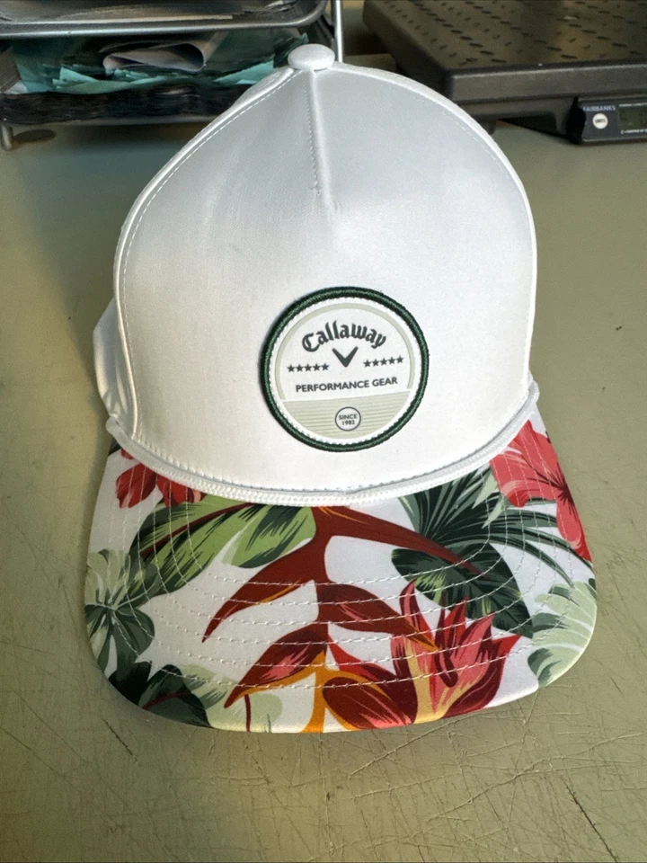 Callaway Bogey Tropical - White Adjustable Woven Baseball Hat