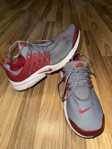 Nike Presto GS Men’s Sz 9 Tennis Shoes Sneakers Grey Red White University Red - Imagen 1 de 8