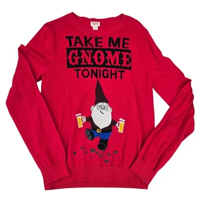 Mossimo Supply Co Red Gnome Graphic Men's S Ugly Christmas Sweater Funny - Image 1 of 4
