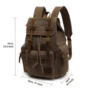Canvas Vintage Unisex Backpack - for School Hiking Travel Casual Daypacks  Brown - Picture 1 of 13