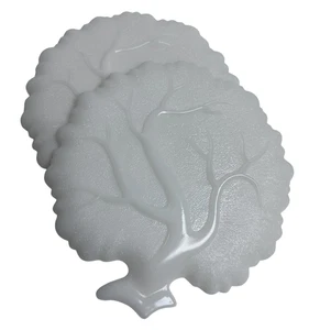 Hazel Atlas Milk Glass Apple Orchard Snack Plates Set of 2 Vintage 9.5 in - Picture 1 of 6