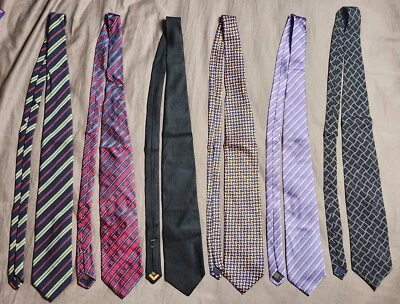 Lot of 6 XMI Men's Neck Ties Multicolor Geometric 100% Silk Handmade in USA - Image 1 of 4