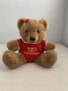 Dakin Baby’s First Christmas Teddy Bear Red Outfit Red Bow 7” - Picture 1 of 7