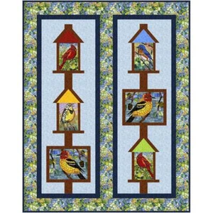 Hotel Feather Birds in their Houses Quilt Kit by Quilting Treasures, 53" x 67" - Picture 1 of 1