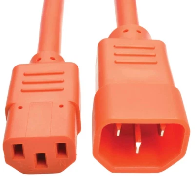 3FT Tripp Lite C14 To C13 Power Extension Cable - Orange - Image 1 of 4