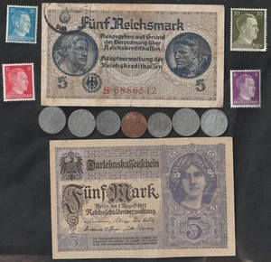 Original Rare Old WWII Germany Note Stamp Eagle Coin German Collection Lot - J14 - Picture 1 of 3