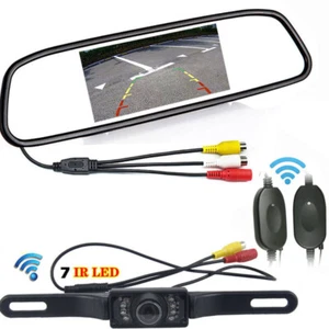 Wireless IR Rear View Backup Reverse Camera + 4.3" Car TFT LCD Mirror Monitor - Picture 1 of 24