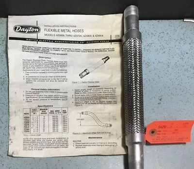 MANGUEIRA DE METAL FLEXÍVEL DAYTON 4Z067A 3/4" x 12" PACOTE ABERTO - Imagem 1 de 4