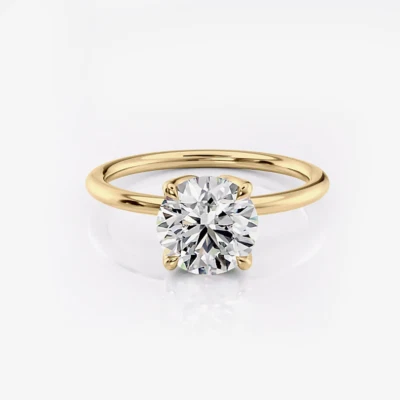 Diamond Engagement Ring Lab Grown Round 2.15 Carat IGI 18k Yellow Gold E F  VS - Image 1 of 4