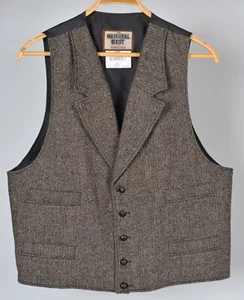 Pioneer Wear The Original West 5 Knopf Revers Weste Herren L anthrazit Tweed hergestellt in den USA - Bild 1 von 4