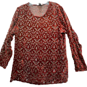 Vintage 90s Silk Velvet Burnout Top Womens Medium Shen NY USA Dark Romantic Goth - Picture 1 of 13