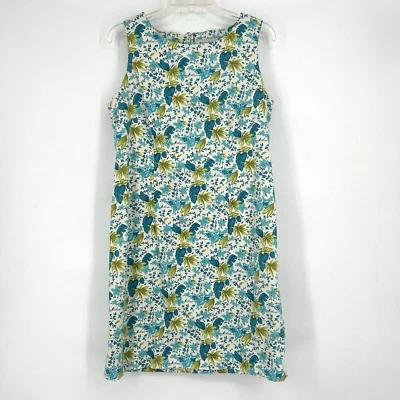 White Stag Vintage 90s Floral Shift Dress Blue Green Sleeveless Stretch Size 14 - Image 1 of 4
