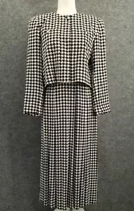 Vintage Evan Picone Skirt Suit Womens 2/4 Long Sleeve Button Up Maxi Black Hound - Picture 1 of 23