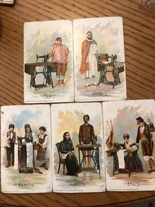 5 Singer MANUFACTURING CO., 1892 Spain India + ADVERTISING SEWING MACHINE CARDS - Picture 1 of 9