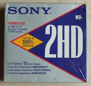 10 Disketten 5 1/4" MD-2HD 1.2MB Sony - Afbeelding 1 van 6