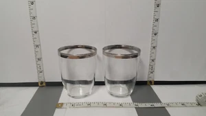 Whiskey Glasses Clear; Silver Rimmed - 2 Pieces Tempered Glass; Nice Quality - Picture 1 of 8