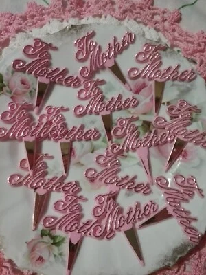 12 Vintage Pink Mother Cupcake Picks Birthday Crafts Decorations💝 - Image 1 of 4