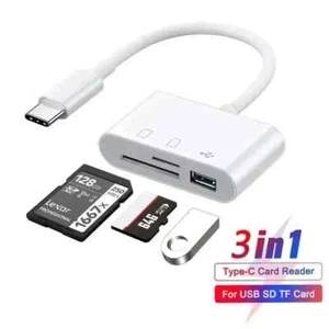 SD Speicherkartenleser USB 3in1 Typ-c Adapter Kartenleser iPhone Samsung Handy - Bild 1 von 8