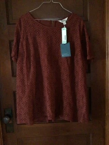 NWT PRETTY WOMENS SIZE 3X MARKET SPRUCE CROCHET LACE BLOUSE - Picture 1 of 4