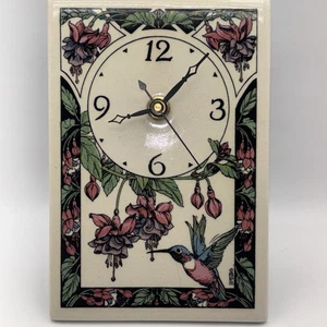 Santa Barbara Ceramic Design Hummingbird Wall Clock 1994 Floral Quartz Battery - Picture 1 of 7