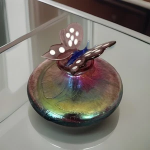 Vtg.Royal Limited Crystal Irredesdent Perfume Bottle. Butterfly Stopper./Taiwan - Picture 1 of 6