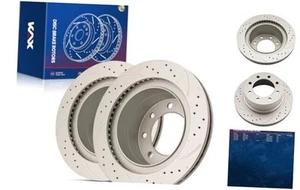 13.85in Rear Disc Drilled Slotted Brake Rotors Pair Replacement for Dodge Ram - Photo 1/7