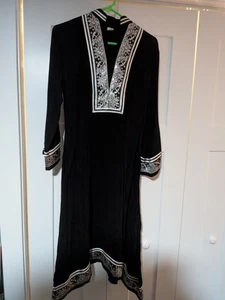 Dhanak Collection Tunic Dress Size M Black With White Embroidery Classic, Winter - Picture 1 of 7