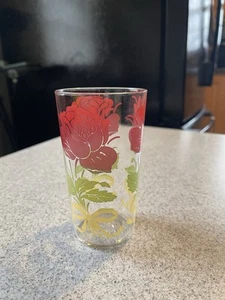 Vaso de beber vintage 8 oz Swanky Swig ancla en cuclillas flores rosa roja - Imagen 1 de 9