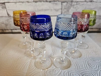 6 Likör Römergläser Nachtmann Empire Joska Überfang Kristall Set Bunt TOP RAR - Bild 1 von 4