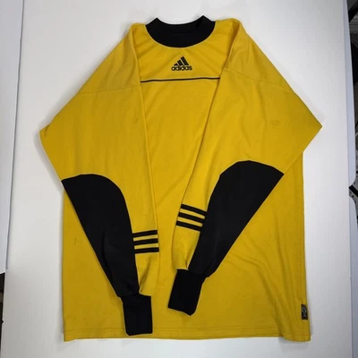 🔥Vintage 2001 Y2K Adidas Long Sleeve Soccer Jersey Shirt Yellow Black Men L ? - Image 1 of 4