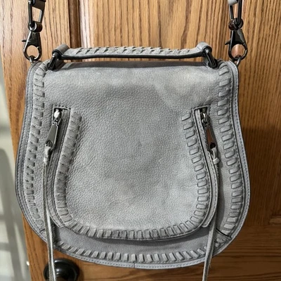 Rebecca Minkoff Womens Purse Vanity Saddle Bag Gray Leather Crossbody Western - Image 1 of 4
