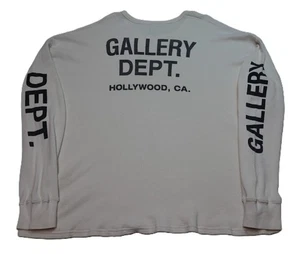 Gallery Dept. Hollywood Thermal Waffle Knit Long Sleeve Shirt Ivory XL USA Made - Picture 1 of 18