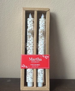 Martha Stewart Set Of 2 Flameless LED Candles Birch Tree Look - Picture 1 of 4