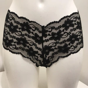 Black Boyshorts 14 - 16 Sheer See through Lace Shorty Knickers Pants Briefs lady - Picture 1 of 3