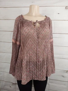 Knox Rose shirt tunic Sz medium Boho Peasant Flowy  Floral Mixed Print - Picture 1 of 12